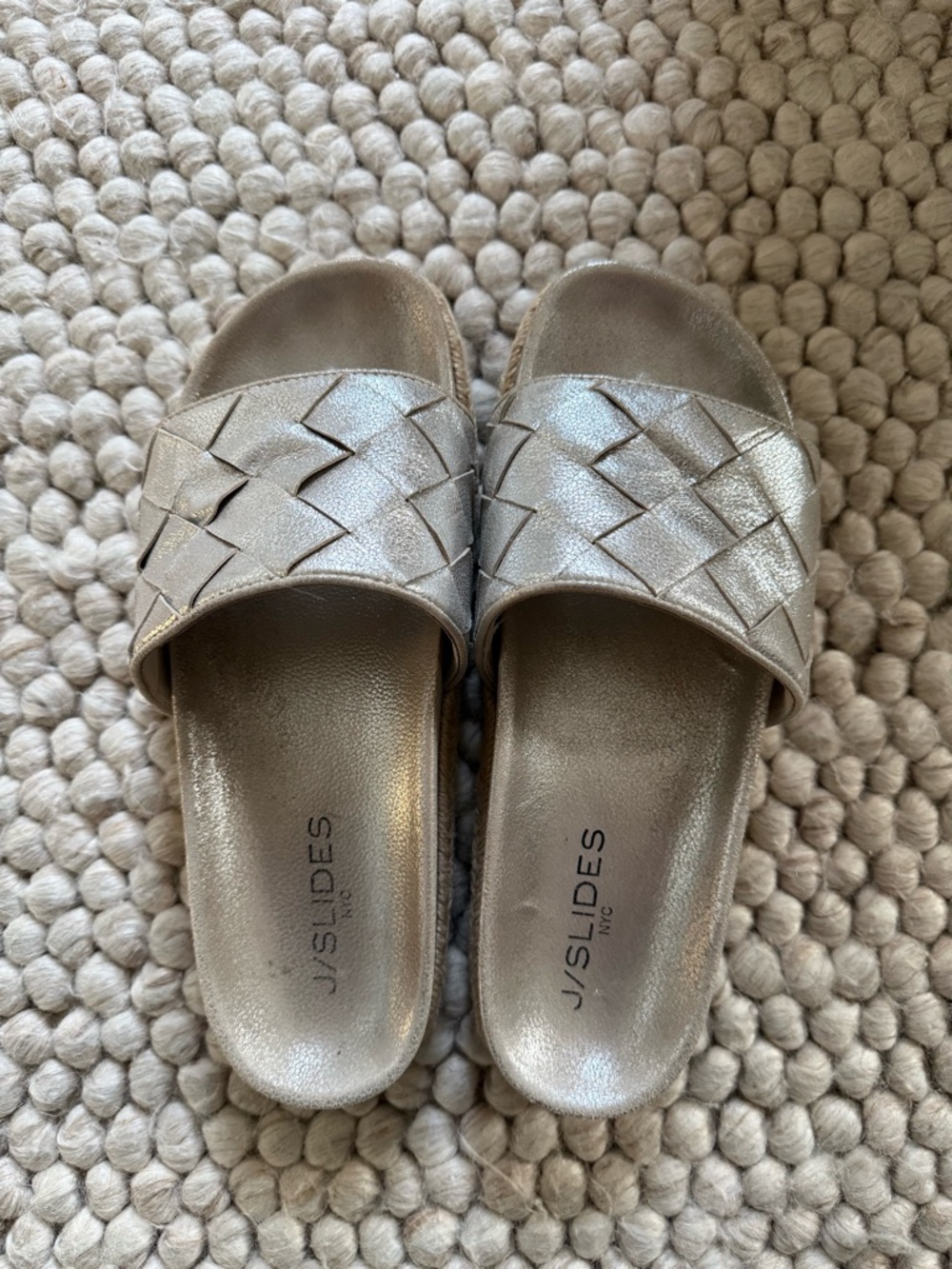 J Slides silver woven slides size 7.5